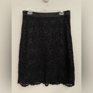Ann Taylor Loft PetitesTrulli Black Lace Skirt Fully Lined Size 10P